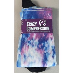 Crazy Compression Women's Compression Socks L/XL Blue Purple Tie Dye Colorful